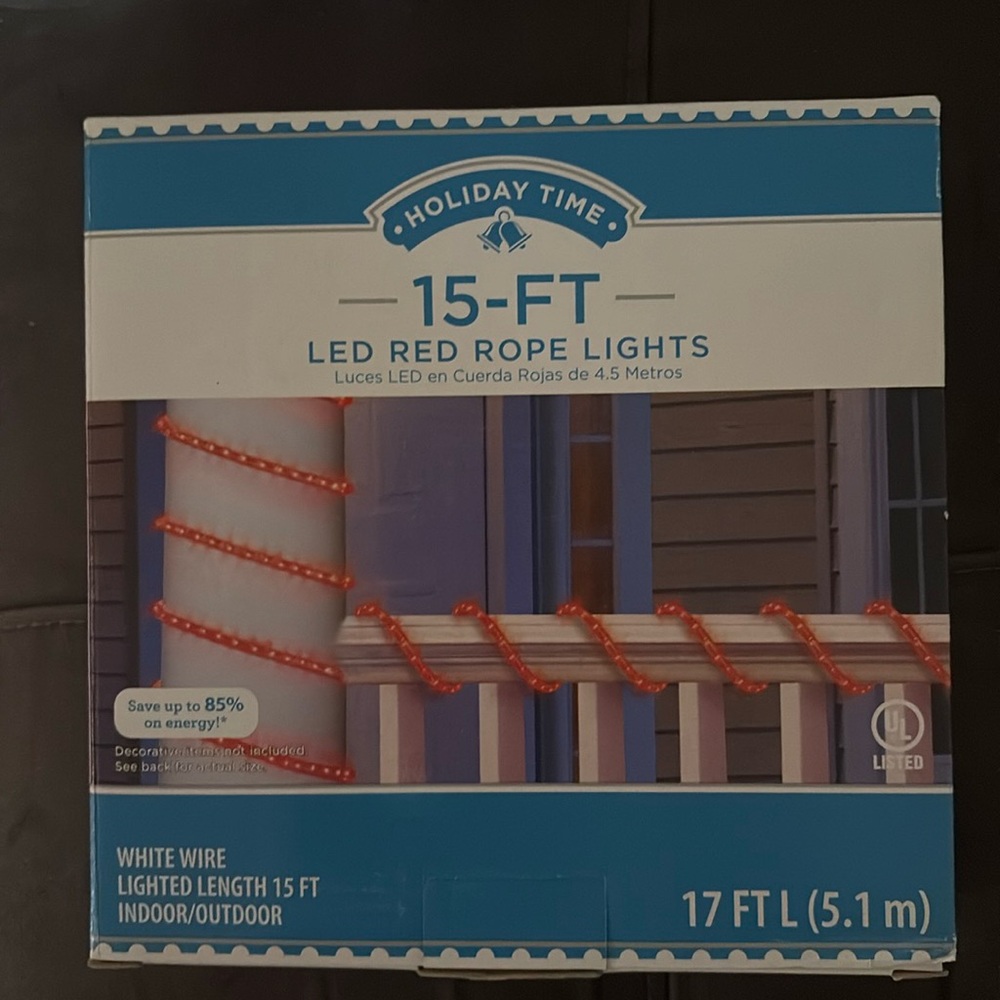Holiday Time 15 ft LED red rope light
